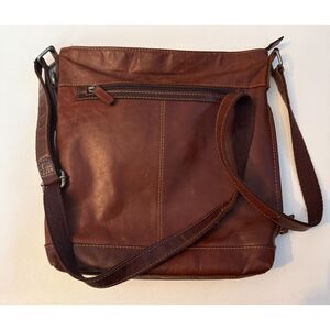 Jack Georges Brown Leather Crossbody Messenger Bag Adjustable Strap